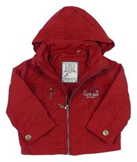 Červená šušťáková jarná bunda s nápisom a kapucňou C&A