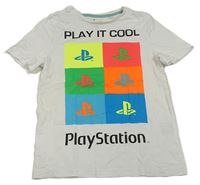 Bílo-barevné tričko Playstation