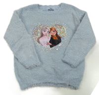 Světlemodrý chlupatý svetr s Frozen Disney