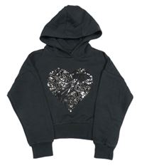 Čierna crop mikina s flitrami a kapucňou F&F