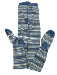 Modro-bielo-sivé pruhované pančuchy