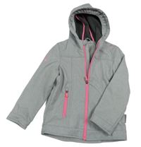 Svetlošedá -neónově ružová softshellová bunda s kapucňou C&A