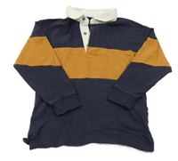 Tmavomodro-medová slabší mikina s golierikom Next