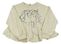 Smotanová mikina s jednorožcami H&M