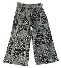 Černo-bílé vzorované plisované kalhoty Next