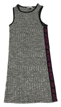 Čierno-biele melírované úpletové šaty s proužkem