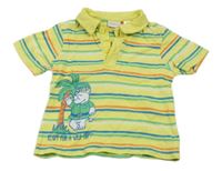 Žlto-farebné pruhované polo tričko s obrázkom Berti