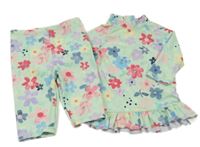 2 set zeleno-barevné květované UV triko + zeleno-barevné květované kraťasy George