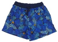 Tmavomodré vzorované plážové kraťasy s květinami Alive