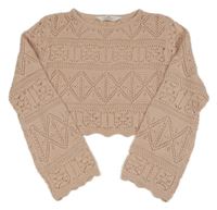 Pudrově ružový děrovaný sveter H&M