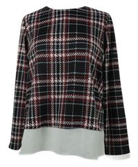 Dámska čierno-červeno-biela kockovaná blúzka so šifonem Paco Boutigue