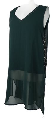 Dámská tmavozelená šifonová halenková tunika s flitry Next 