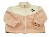 Ružovo-biela fleecová prepínaci mikina s Mickey mousem