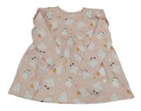 Svetloružové bavlnené šaty s duchy George