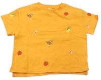 Oranžové mikinové tričko s kvietkami Next