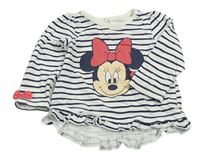 Bílo-tmavomodré pruhované triko s Minnie H&M