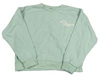 Světlemátová crop oversized mikina s nápismi a raketami Matalan