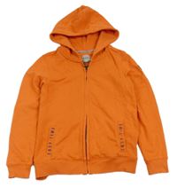 Oranžová propínací mikina s kapucí