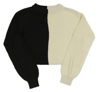 Čierno-smotanový crop sveter H&M