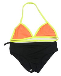 Čierno-oranžové dvoudílné plavky