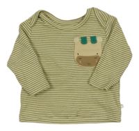 Zeleno-bílé pruhované triko s žirafou Next