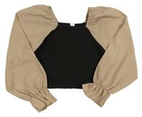 Černo-hnědé crop triko Shein