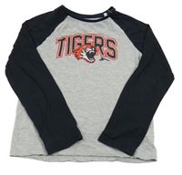 Čierno-sivé tričko s nápisom s tigrom