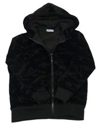 Čierna army plyšová prepínaci mikina s kapucňou