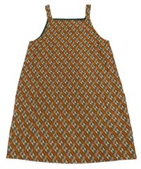 Oranžovo-sivo-béžové vzorované úpletové šaty Next