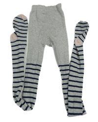 Šedo-tmavomodré pruhované punčocháče