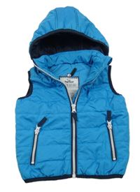 Modrá šušťáková zateplená vesta s kapucňou Topomini