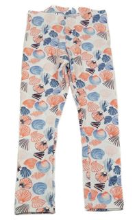 Bielo-korálovo-modré legíny s mušlemi Lupilu