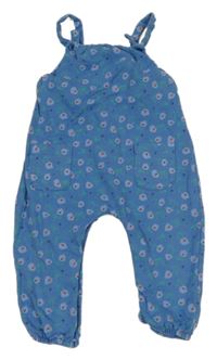 Modré laclové květované tepláky Next