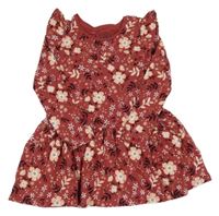 Mahagónovoé kvetované bavlnené šaty s volánikmi C&A