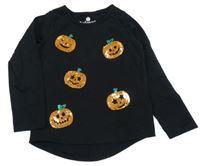 Čierne tričko s dýněmi z flitrů Nutmeg