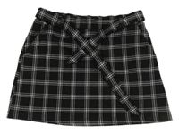 Čierno-biela kockovaná úpletová sukňa s opaskom C&A