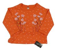 Nové - Korálová bodkovaná á mikina s kvietkami Dunnes