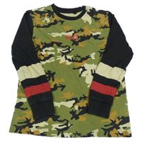 Khaki-černo-béžové army triko s nápisem Next