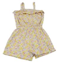 Biely bavlnený kraťasový overal s kvietkami George