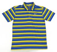 Modro-limetkovo-černé pruhované sportovní funkční polo tričko Nike