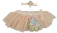 2set - Marhuľová tylová sukňa s broží + čelenka