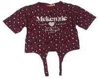 Vínové vzorované crop tričko s nápisom McKenzie