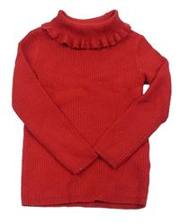 Červený rebrovaný sveter s rolákom George