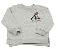 Sivá melírovaná mikina s Mickeym a Gooofym Disney