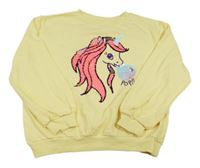 Žlutá mikina s jednorožcem z flitrů H&M
