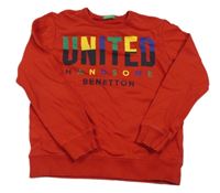 Červená mikina s nápisom zn. Benetton