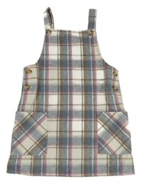 Modro-bielo-ružové kockované na traké šaty Primark