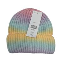 Nové - Barevná pruhovaná pletená žebrovaná čepice F&F