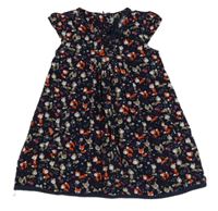 Tmavomodré manšestrové šaty s liškami H&M