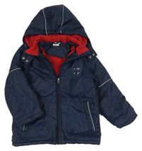 Tmavomodrá šušťáková zimná bunda s kapucňou Pocopiano